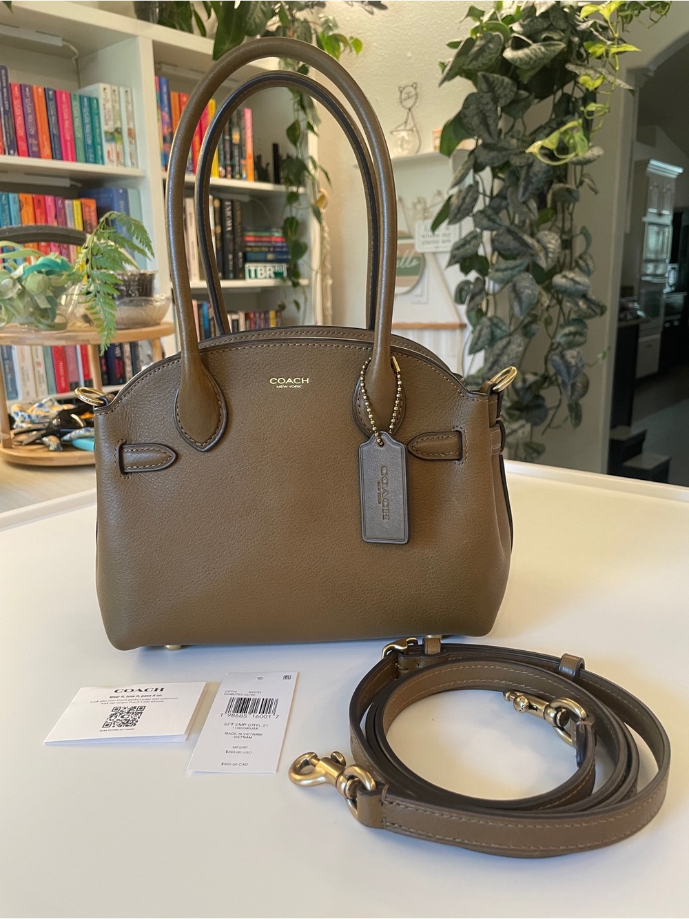 Coach Empire 21 in muted olive *NWT